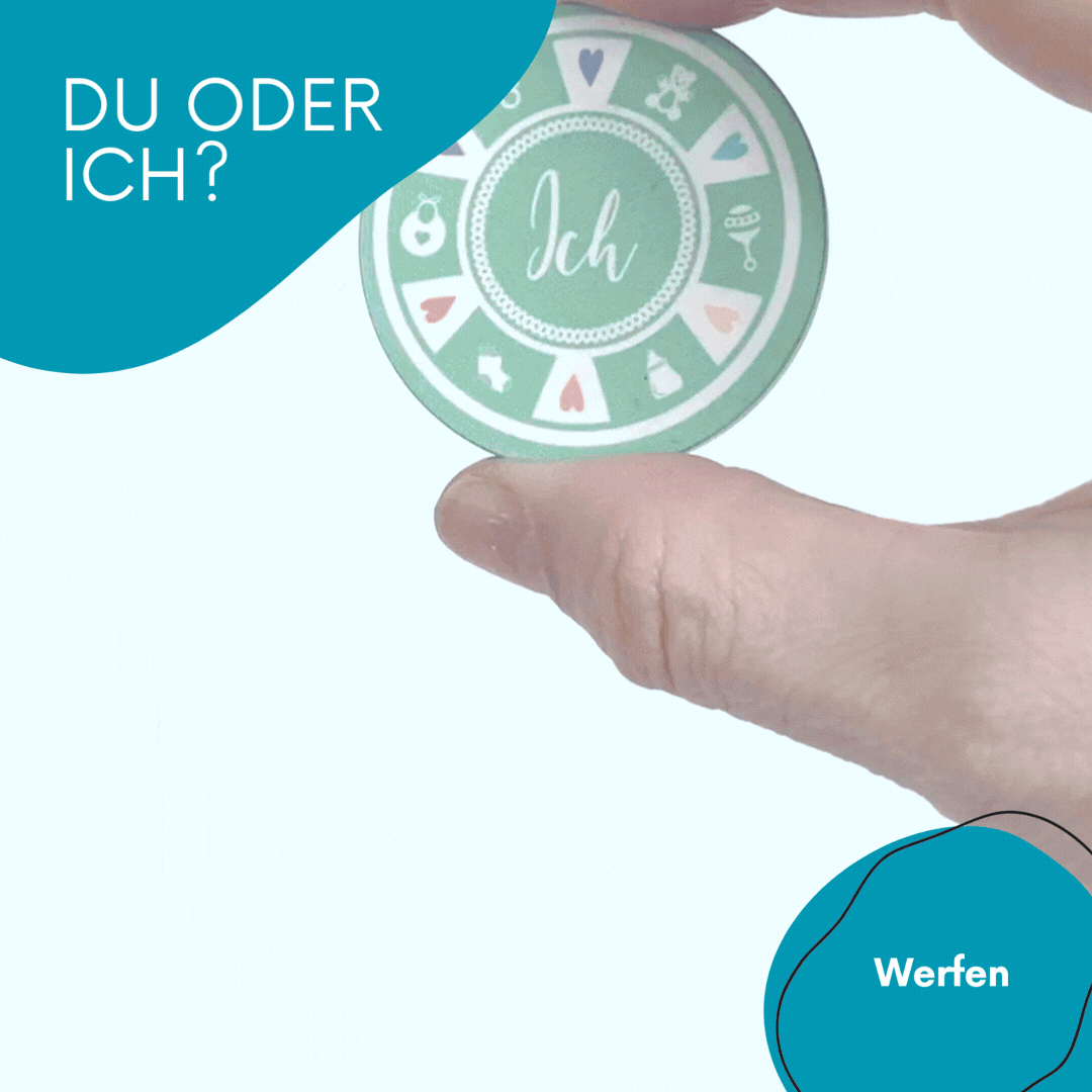 Entscheidungsmünze "Du oder Ich" Geschenk zur Geburt, Babyparty und für junge Familien (VPE 10 Stk.)