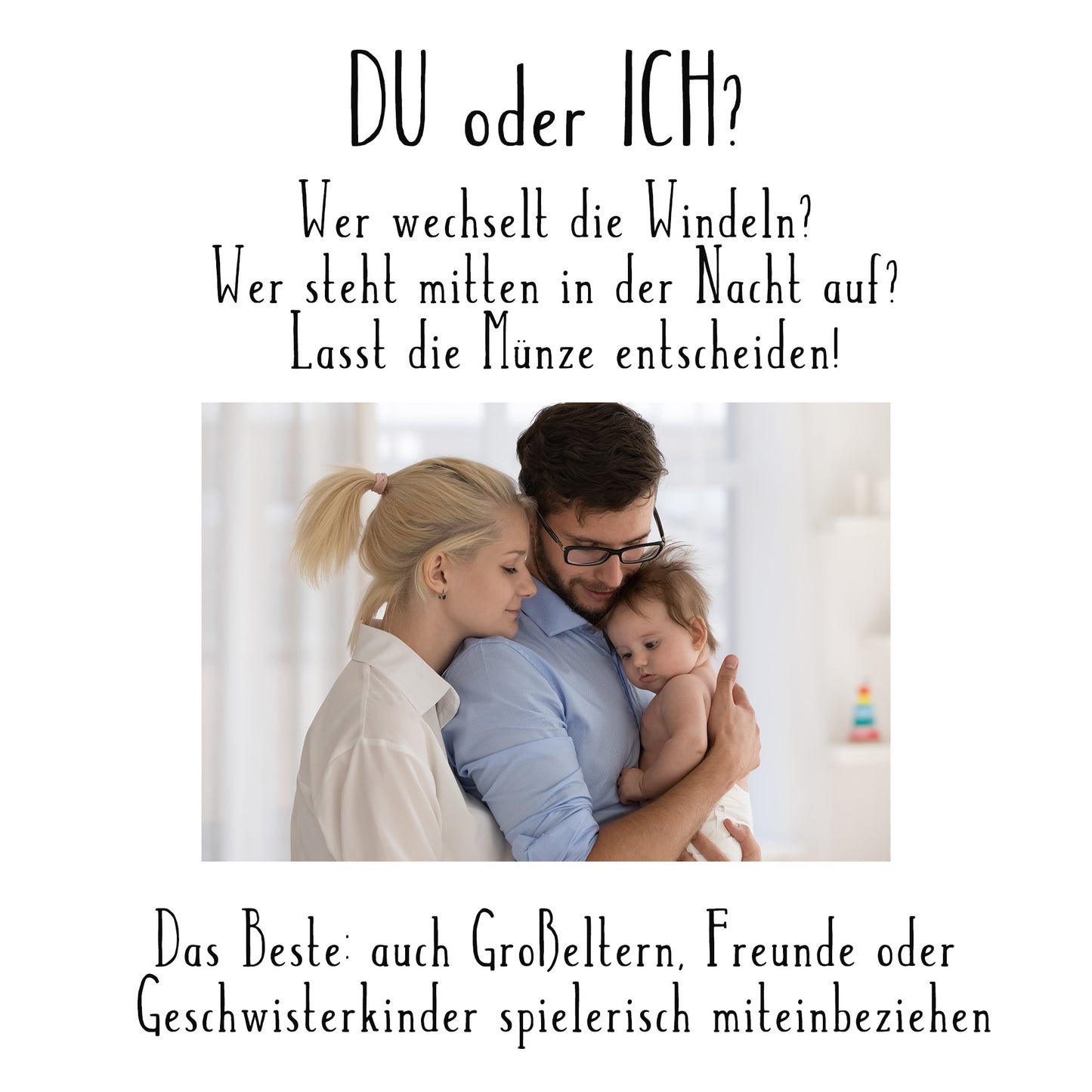 Entscheidungsmünze "Du oder Ich" Geschenk zur Geburt, Babyparty und für junge Familien (VPE 10 Stk.)