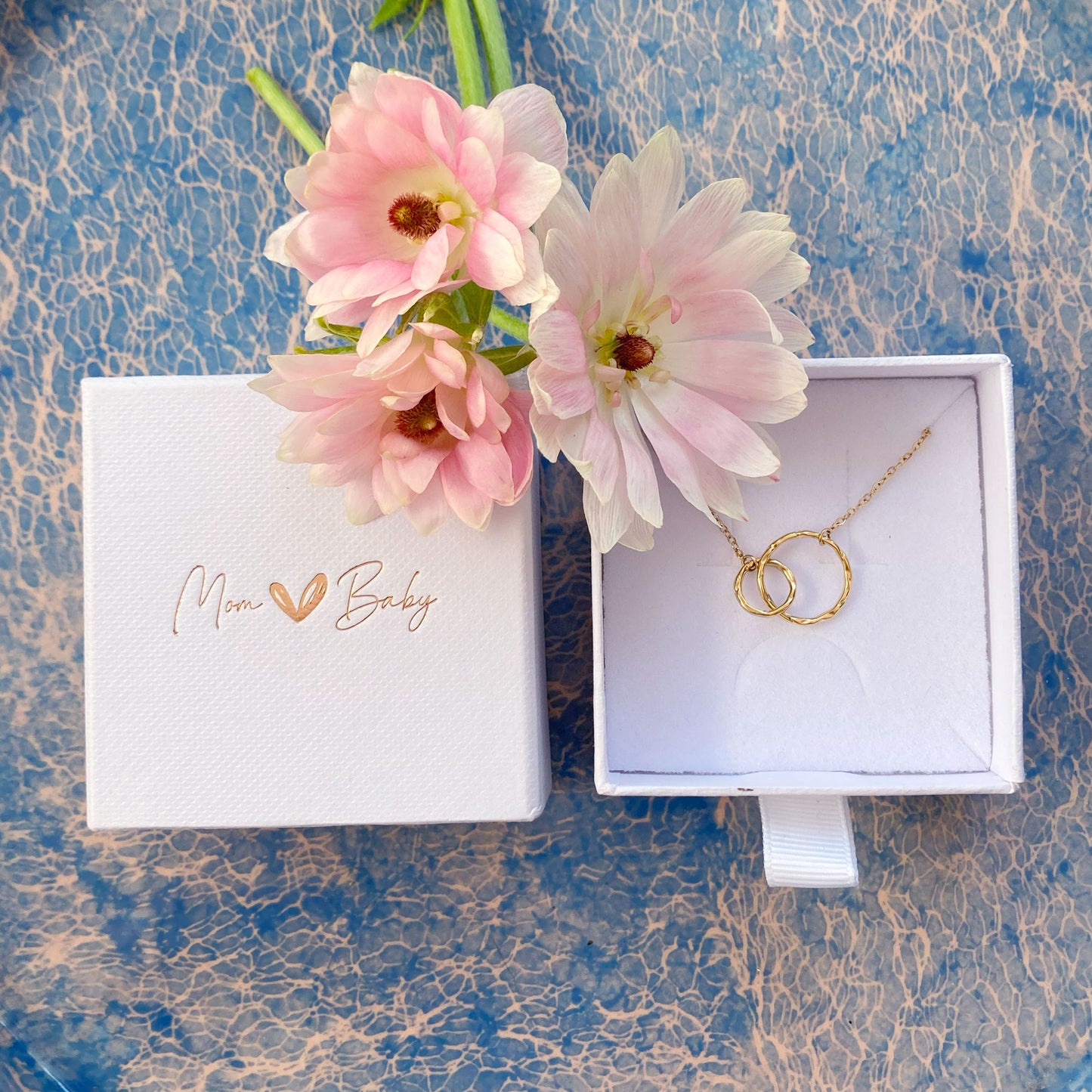 Mama & Baby Kette mit Kreisen "Für immer verbunden" | Geschenk für Schwangere