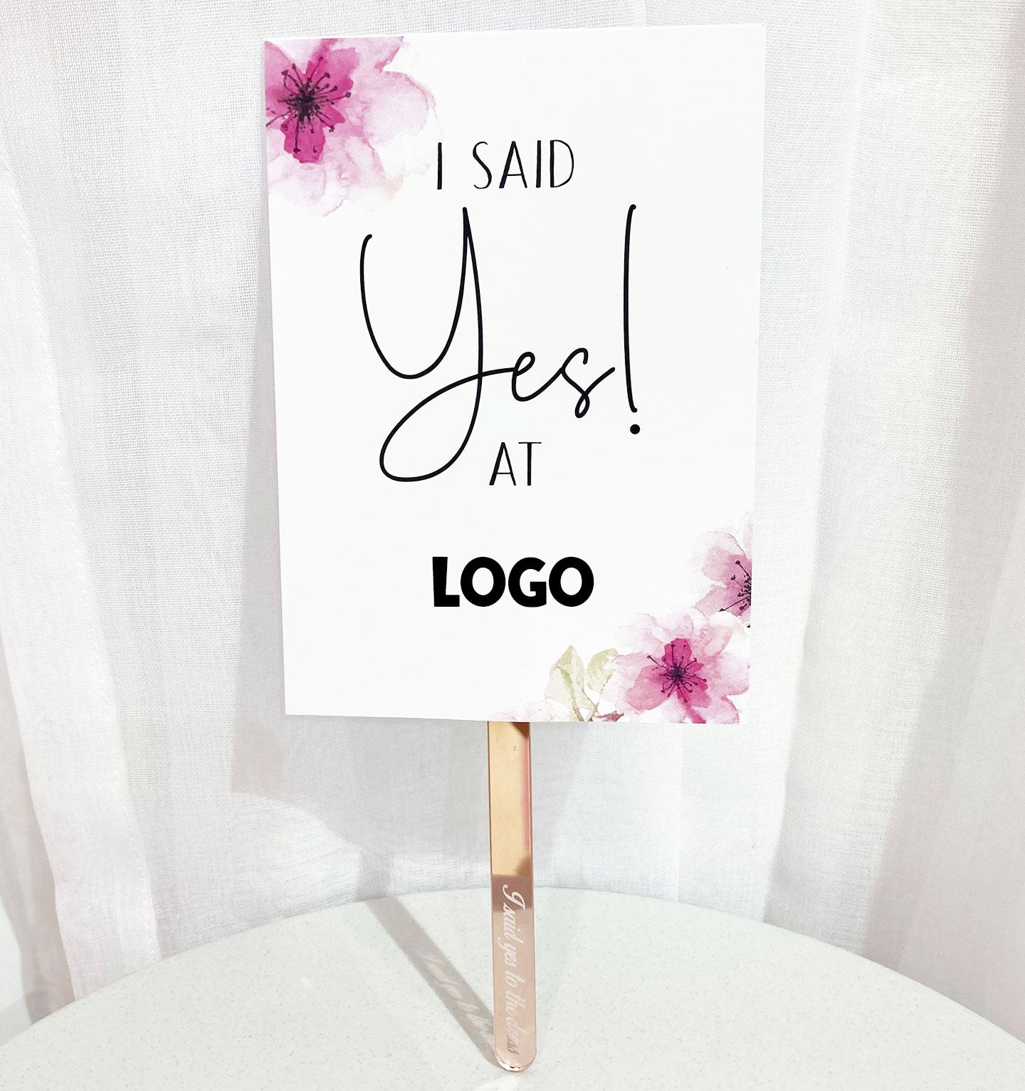 I SAID YES Schild – personalisiert mit Ihrem Logo (5er-Set)