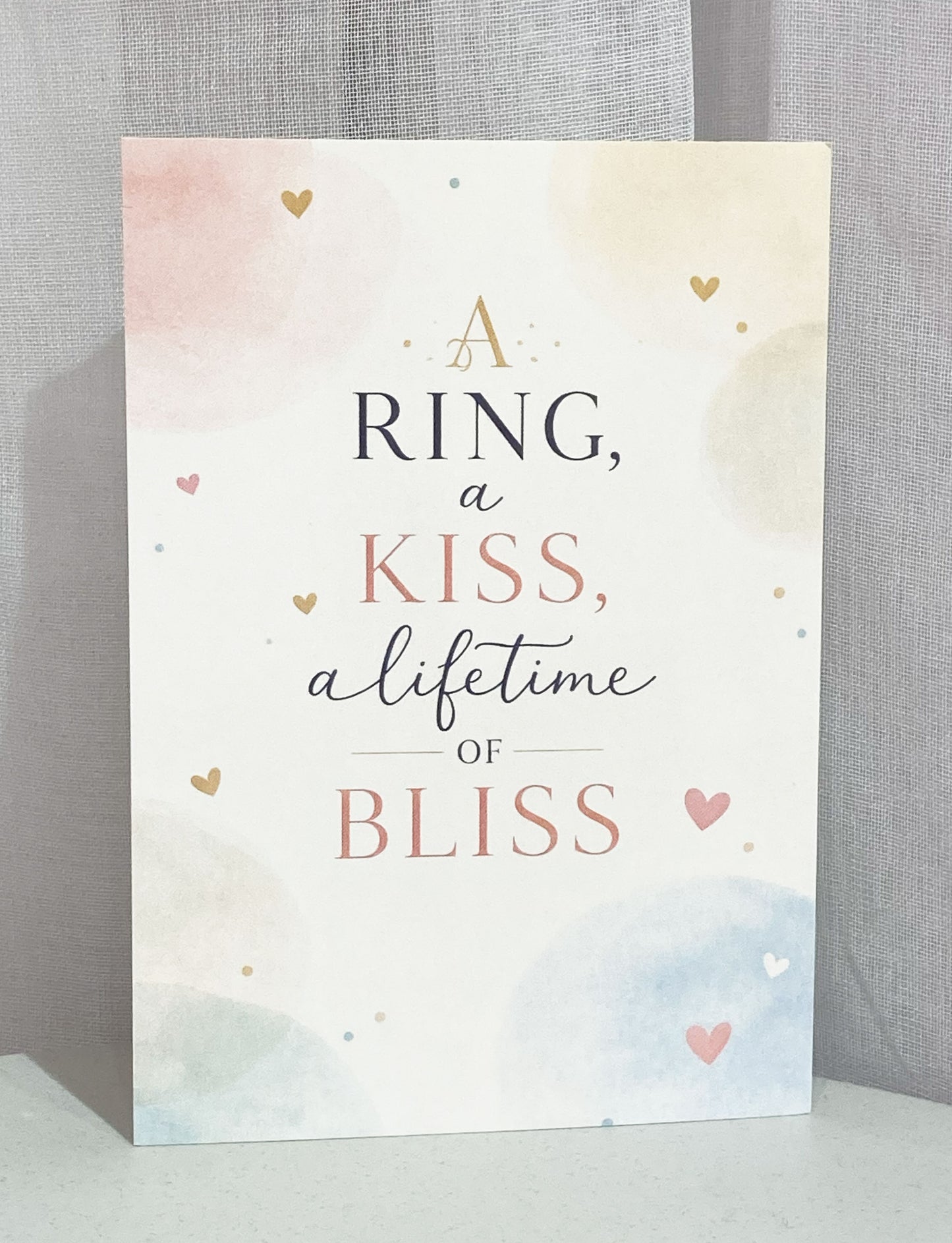 Postkarte „A Ring, a Kiss, a Lifetime of Bliss“ – ( 5er-Set)