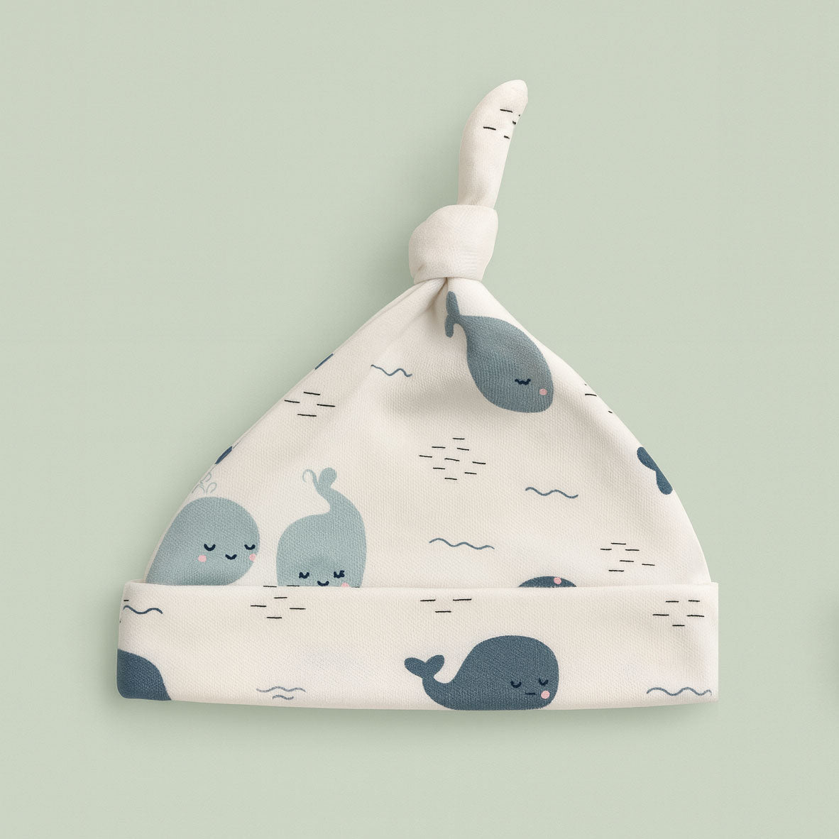 Weiche Baby-Mütze "Wale" aus Bio-Baumwolle – hautfreundlich & warm