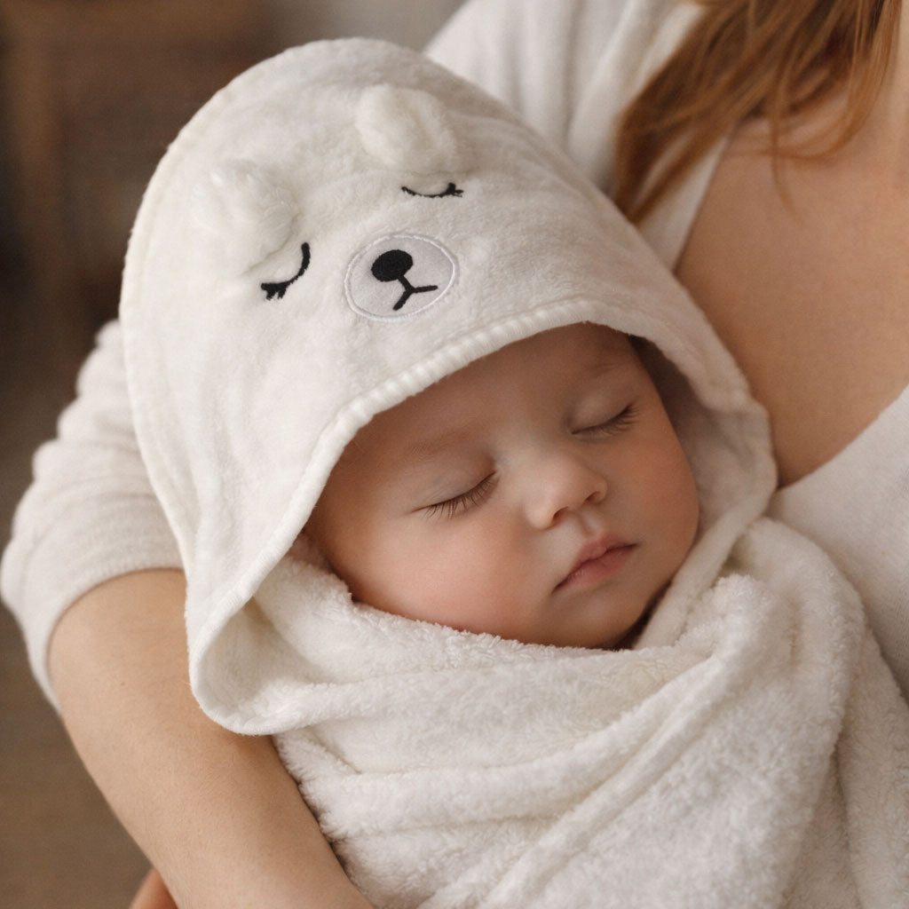Babyhandtuch mit Kapuze & Tiermotiv – Ultra Soft Bath Towel  Größe: 80 × 80 cm