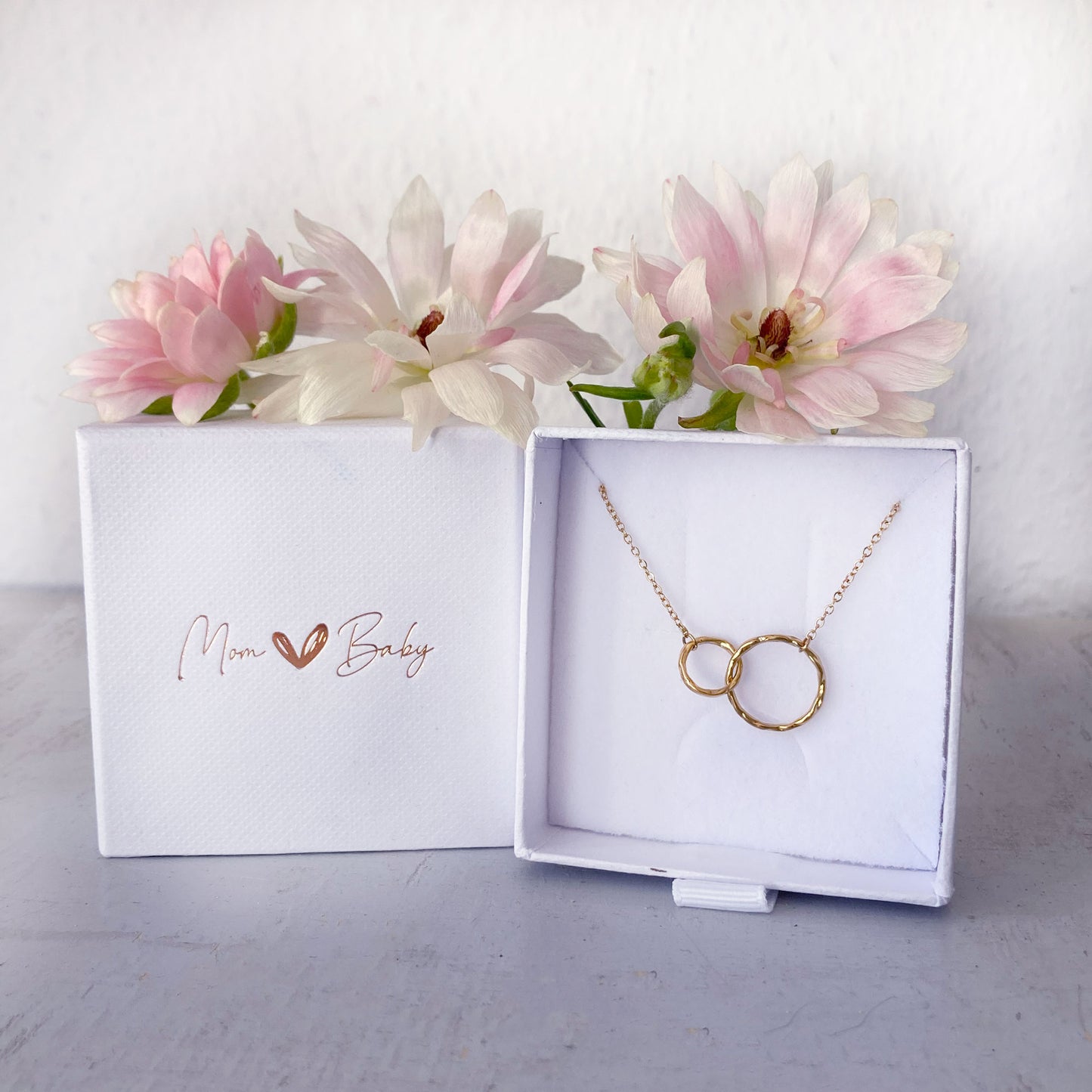 Mama & Baby Kette mit Kreisen "Für immer verbunden" | Geschenk für Schwangere