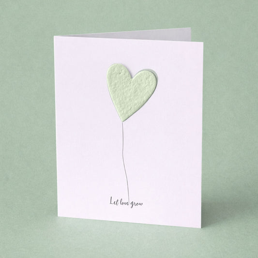 Gruß-Klappkarte „Let Love Grow“ – Blumensamenpapier-Herz (VPE= 12 Stk.)